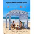 Pavilion gradina/plaja, Portabil 183x183 cm, 1 x perete lateral, Alb/Albastru, Protecție solara UPF 50+, Geanta, Cadru fibra de sticla