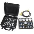 Set pentru testarea presiunii hidraulice 10/100/250/400/600 bar, 5 manometre, 13 cuplaje, 14 conectori T, 5 furtunuri 