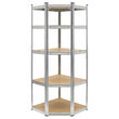 Raft metalic de colt cu 5 x polite MDF, sarcina max pe raft 175 kg, dimensiune 180x70x40 cm