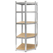 Raft metalic de colt cu 5 x polite MDF, sarcina max pe raft 175 kg, dimensiune 180x70x40 cm