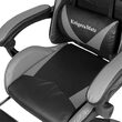 Scaun gaming, Negru/Gri, max 150 kg, 2 x perne, 5 roti, Spatar reglabil 145°, Inaltime reglabila sezut 42-52 cm