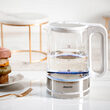 Fierbator electric cordless, Sticla / Inox, capacitate 1.7 l, putere 2200 W, mentinere temperatura, lumina colorata de fundal 