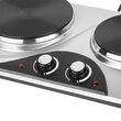 Plita electrica portabila dubla 2500 W, Inox, 2 arzatoare, diametru ochiuri 18 si 20 cm