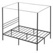 Pat cu baldachin, fara saltea, 1965 x 1370 x 1830 mm, Capacitate max 363 kg, Otel, Negru