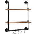 Raft metalic cu 2 x polite incluse din lemn, Vivatechnix Industrial, 630 x 205 x 770 mm