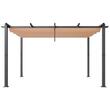 Pavilion cu acoperis retractabil, 2.96 x 3.95 x 2.3 m, impermeabilizare superioara, protectie solara UV50+, Aluminiu/Poliester, Bej