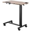 Birou lateral mobil si rabatabil, suport pahar, Otel/Pal, Maro/Negru, Inaltime reglabila hidraulic 70x40x70.5/108.5 cm