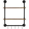 Raft metalic cu 2 x polite incluse din lemn, Vivatechnix Industrial, 630 x 205 x 770 mm