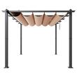 Pavilion cu acoperis retractabil, 2.96 x 3.95 x 2.3 m, impermeabilizare superioara, protectie solara UV50+, Aluminiu/Poliester, Bej