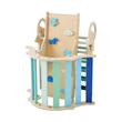 Spatiu de joaca Montessori 9in1 pentru copii, Lemn, Perna, Triunghi, Arc și Rampa, 2 x Masinute, max 68 kg, Anti-rasturnare, Albastru/Maro