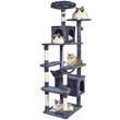 Ansamblu de joaca pentru pisici, 72×70×183 cm, Plus, Gri, Compartimente Relaxare, 9 etaje