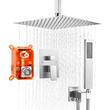 Set de dus, Montaj incastrat, Inox, Argintiu, Cap dus patrat cu efect ploaie 305 mm, Dimensiune 300 x 300 x 375 mm