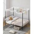 Pat cu baldachin Queen Size, fara saltea, 2095 x 1530 x 1830 mm, Capacitate max 360 kg, Otel, Negru