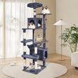 Ansamblu de joaca pentru pisici, 72×70×183 cm, Plus, Gri, Compartimente Relaxare, 9 etaje