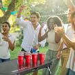 Joc de societate pliabil/portabil masa Beer Pong, Lungime 2.4 m, Negru, 6 x mingi