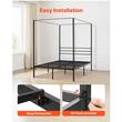 Pat cu baldachin Queen Size, fara saltea, 2095 x 1530 x 1830 mm, Capacitate max 360 kg, Otel, Negru