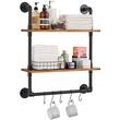 Raft metalic cu 2 x polite incluse din lemn, Vivatechnix Industrial, 630 x 205 x 770 mm