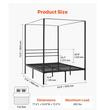 Pat cu baldachin, fara saltea, 1965 x 1370 x 1830 mm, Capacitate max 363 kg, Otel, Negru