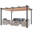 Pavilion cu acoperis retractabil, 2.96 x 3.95 x 2.3 m, impermeabilizare superioara, protectie solara UV50+, Aluminiu/Poliester, Bej