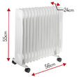 Calorifer electric cu ulei Adler Alb, 13 elementi, 3 trepte de putere 1000W/1500W/2500W