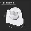 Senzor de miscare si crepuscular cu infrarosu, IP44,  180 grade, 1200W, detectie 12 m, 3-2000LUX