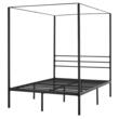 Pat cu baldachin Queen Size, fara saltea, 2095 x 1530 x 1830 mm, Capacitate max 360 kg, Otel, Negru