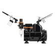 Kit aerograf cu compresor ultra silentios, 20-23 ​​L/min, 120 W, 3 pistoale, duza 0.3, 0.5 mm, Volum cupe 2/9/22 ml, 24 x vopseluri acrilice