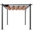 Pavilion cu acoperis retractabil, 2.97 x 2.97 x 2.3 m, impermeabilizare superioara, protectie solara UV50+, Aluminiu/Poliester, Bej