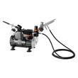 Kit aerograf cu compresor ultra silentios, 20-23 ​​L/min, 120 W, 3 pistoale, duza 0.3, 0.5 mm, Volum cupe 2/9/22 ml, 24 x vopseluri acrilice