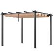 Pavilion cu acoperis retractabil, 2.97 x 2.97 x 2.3 m, impermeabilizare superioara, protectie solara UV50+, Aluminiu/Poliester, Bej
