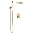 Set de dus, Montaj incastrat, Inox, Auriu, Cap dus patrat cu efect ploaie 250 mm, Dimensiune 530 x 250 x 135 mm