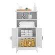 Dulap de baie, 2 usi, MDF, Alb, 4 rafturi, 300 x 510 x 930 mm, kit anti-rasturnare