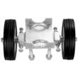 Roti cauciuc cu suport pentru porti culisante, Otel, max 300 kg, 146×270 mm, Diametrul exterior al tevii compatibil 32-50 mm, structura reglabila