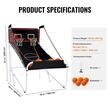 Panou baschet cu 2 cosuri, Multifunctional 8 in 1, Pliabil, Otel, Contor electronic, 5 x mingi, 1 x pompa, 2020x1360x2050 mm