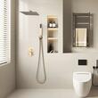 Set de dus, Montaj incastrat, Inox, Auriu, Cap dus patrat cu efect ploaie 250 mm, Dimensiune 530 x 250 x 135 mm
