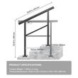 Balustrada 2-3 trepte, Aluminiu, Negru Mat, Inaltime 89.5 cm, lungime 91 cm, pozitii reglabile