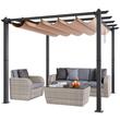 Pavilion cu acoperis retractabil, 2.97 x 2.97 x 2.3 m, impermeabilizare superioara, protectie solara UV50+, Aluminiu/Poliester, Bej