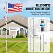 Catarg telescopic pentru steag, Inaltime 7.3 m, Aluminiu, Argintiu, 5 sectiuni