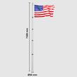 Catarg telescopic pentru steag, Inaltime 7.3 m, Aluminiu, Argintiu, 5 sectiuni