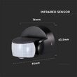 Senzor de miscare cu infrarosu, 1200W, max 12m, IP65, Negru