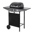 Gratar cu 2 arzatoare pe gaz, 5 kW, Teesa BBQ, Negru, Otel