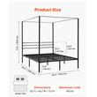 Pat cu baldachin Queen Size, fara saltea, 2095 x 1530 x 1830 mm, Capacitate max 360 kg, Otel, Negru