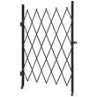 Poarta simpla pliabila de securitate, Retractabila, Otel, Negru, 2 x roti, Dimensiune 126 × 197.5 cm
