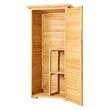 Casuta gradina din lemn cu cadru metalic, 800x500x1620 mm, Incuietoare, maro