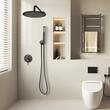 Set de dus, Montaj incastrat, Inox, Negru, Diametru cap dus 20 cm, 400 x 200 x 150 mm