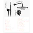 Set de dus, Montaj incastrat, Inox, Negru, Diametru cap dus 20 cm, 400 x 200 x 150 mm