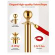 Set 6 stalpi delimitare, 4 x Franghie rosie catifea 1.5 m, Inox, Auriu, Inaltime 89 cm