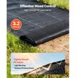 Set 2 x Geotextil de inalta densitate 90 g/m², contra buruienilor, 0.4 x 15.2 m, Negru, carlige fixare