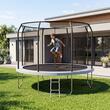 Trambulina pentru exterior, Diametru 305 cm, plasa de protectie, scara de acces, maxim 150 kg, 64 arcuri