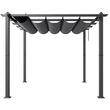 Pavilion cu acoperis retractabil, 2.97 x 2.97 x 2.3 m, impermeabilizare superioara, protectie solara UV50+, Aluminiu/Poliester, Gri